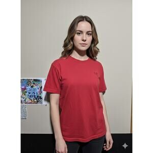 Rare Vintage Bugle Boy Women's Red T-Shirt - Size M Embroidered Logo